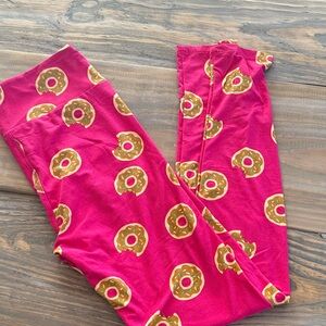 LuLaRoe Pink Donut Print Leggings